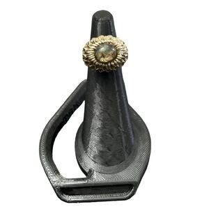 Vintage Small Costume Jewelry Ring Sits High Abalone Stone Adjustable  5